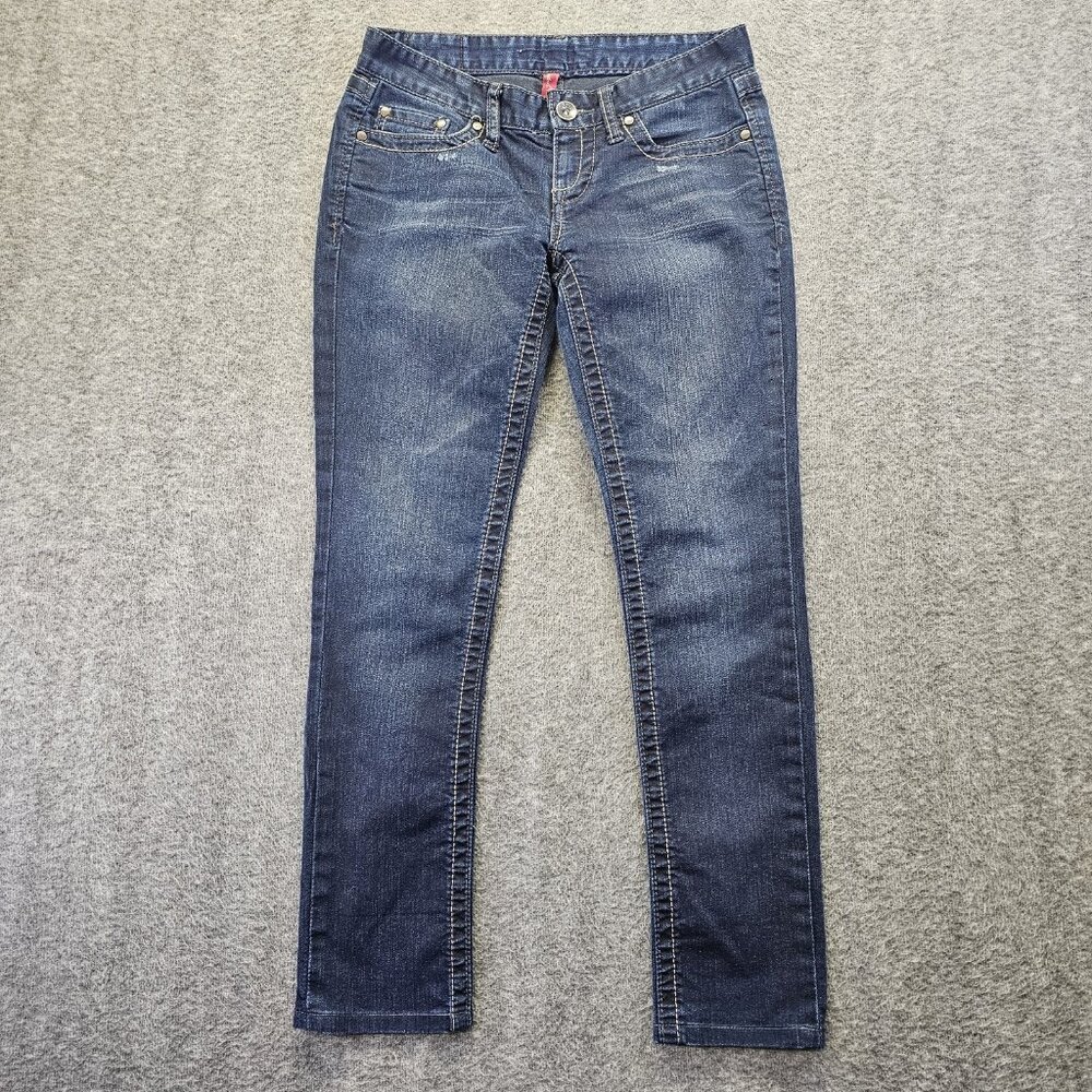 BKE Madison Skinny Jeans Womens Size 26x31.5 Dark Wash Embroidered Stretch